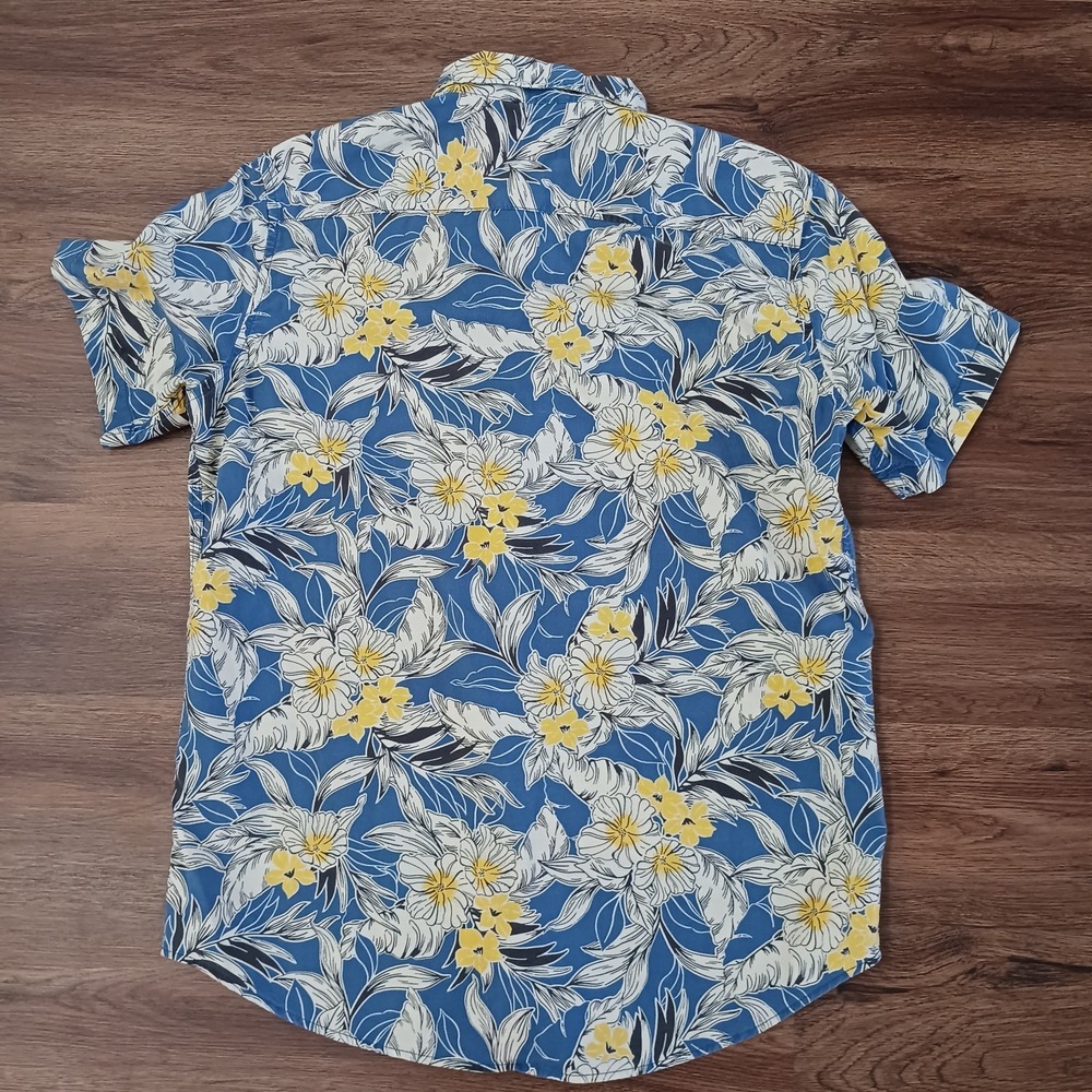 Ralph Lauren Denim Supply Shirt Mens Medium Blue Floral Button Up Hawaiian Tiki - Picture 7 of 7